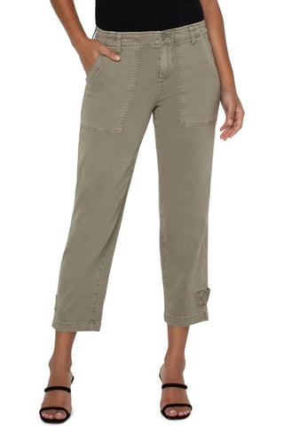 Utility Crop Cargo Cinched Leg Pewter Green Jeans