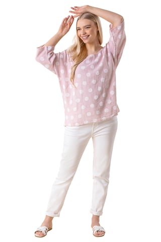 Spot Print 3/4 Sleeve Top