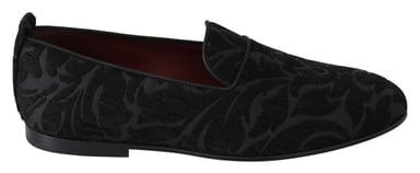 Dolce & Gabbana Black Jacquard Flats Slippers Loafers Shoes