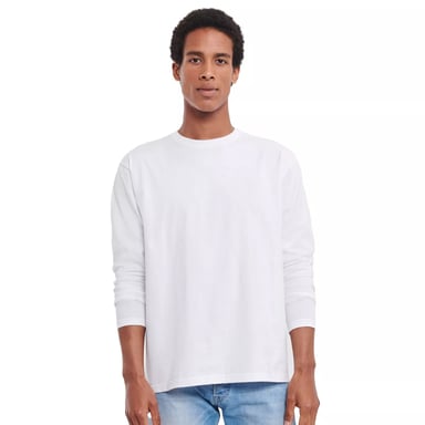 Russell Unisex Adult Classic Plain Long-Sleeved T-Shirt (White)