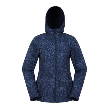 Mountain Warehouse Womens/Ladies Exodus Giraffe Print Water Resistant Soft Shell Jacket (Dark Blue)