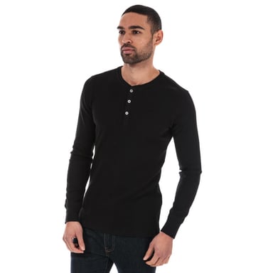 Men's Levis Long Sleeve Henley T-Shirt in Black