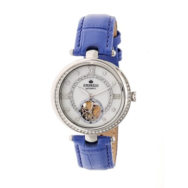 Empress Stella automatisch semi-skelet MOP lederen band horloge
