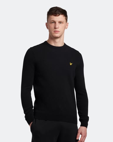 Lyle & Scott Crew Neck Lambswool Jumper in Black