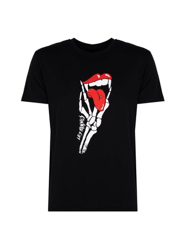 Les Hommes T-Shirt Tongue Prank Men's Black