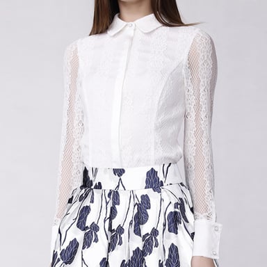 Long sleeves lace tailor shirt