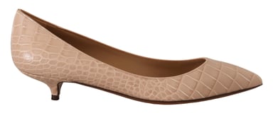 Dolce & Gabbana Beige Leather Kitten Heels Pumps Women's Shoes