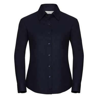 Russell Collection Ladies/Womens Long Sleeve Easy Care Oxford Shirt (Bright Navy)