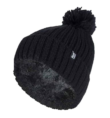 Heat Holders - Thermische Pom Pom Bobble-hoed voor dames - Zwart