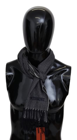 Missoni Men's Gray Cashmere Knit Unisex Neck Wrap Scarf
