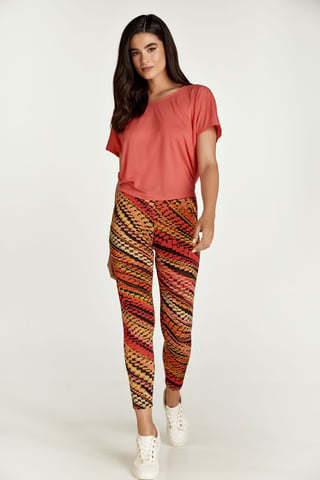 Red Multi-Coloured Print Leggings