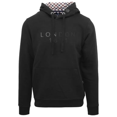 Aquascutum Bold London 1851 Logo Black Hoodie