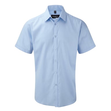 Russell Mens Short Sleeve Herringbone Work Shirt (Light Blue)
