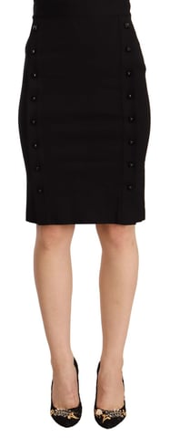 GF Ferre Women's Black High Waist Viscose Knee Length Pencil Cut Skirt