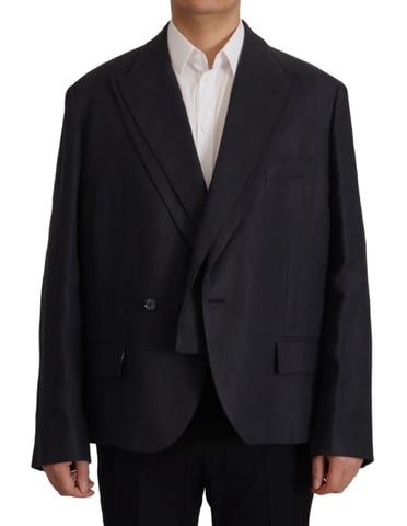 Dolce & Gabbana Blå Linne Formell Herr Blazer Herrjacka