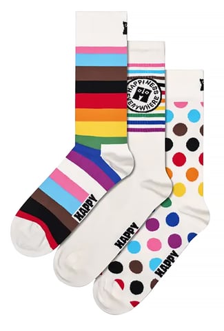 3-Pack Multipack Pride Sokken Cadeauset | Happy Socks | Multicolored Rainbow LGBTQIA+ Sokken - Regenboog