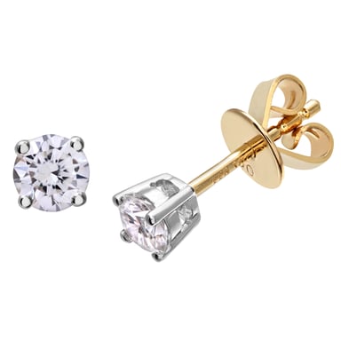 Diamond Stud Earrings, 18ct Yellow Gold IJ/I Round Brilliant Certified Diamond Earrings, 0.33ct Diamond Weight