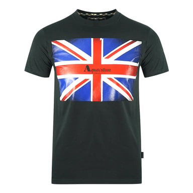 Aquascutum Union Jack Flag Logo Black T-Shirt
