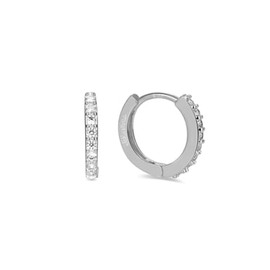 Luxenter valarys hoop earrings in 925 sterling silver and shiny rhodium-plated zirconia finish