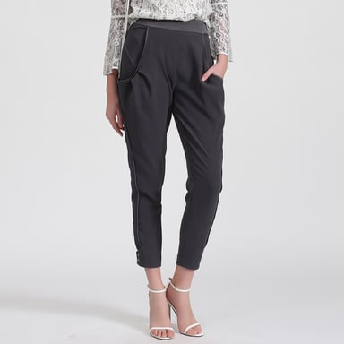 Bi-material tapered pants
