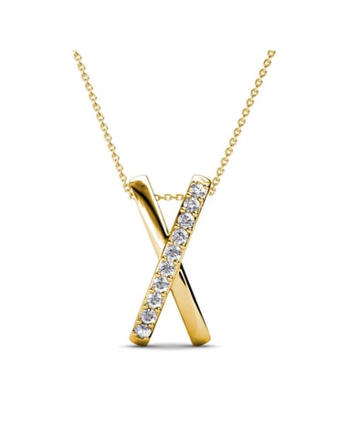 X Duo Pendant - Gold and Crystal