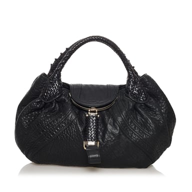 Vintage Fendi Spy Leather Hobo Bag Black
