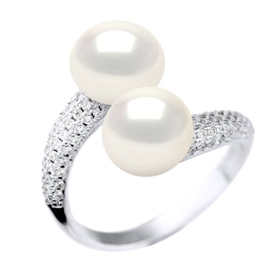 Ring YOU AND ME 2 Water Kralen Sieraden Sweet White 9-10 mm 925