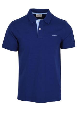 Gant Contrast Collar Ss Polo Shirt Rich Navy