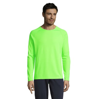 SOLS Mens Long-Sleeved Sports T-Shirt (Neon Green)
