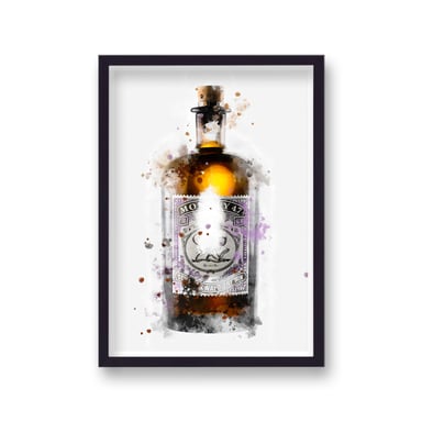 Gin Graphic Splash Print New Monkey 47 Inspired - Black Frame