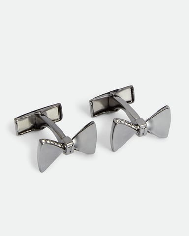 Ted Baker Bowed Crystal Bow Cufflinks, Gunmetal