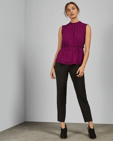 Ted Baker Brayla Tie Waist Pleated Top in Deep Pink