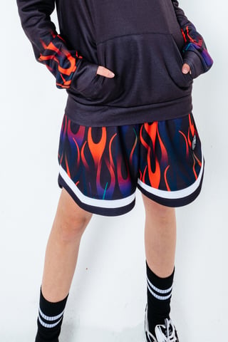 HYPE X BACK TO THE FUTURE BLACK FLAME BASKETBALL SHORTS