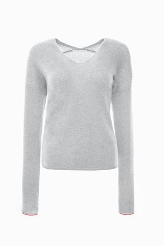 Grey V Neck Cashmere Jumper