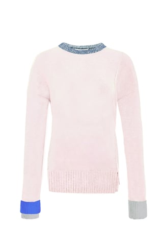 Pink Cashmere Ribbed Cuff Sweater