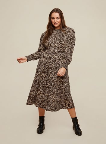 Dorothy Perkins Womens Curve Multi Colour Leopard Print Dress Long Sleeve