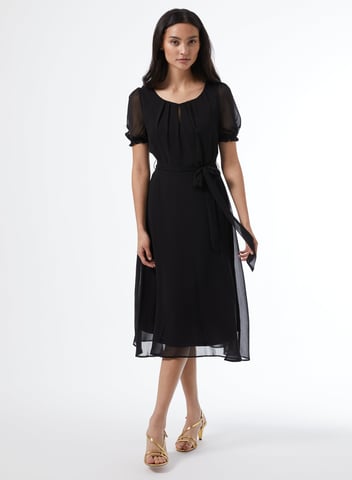 Dorothy Perkins Womens Billie & Blossom Petite Black Key Hole Dress Short Sleeve