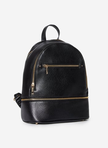 Dorothy Perkins Womens Black Double Zip Backpack Bag Travel Handbag Rucksack