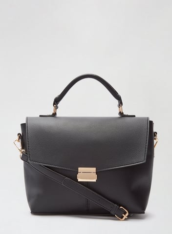 Dorothy Perkins Womens Black Top Handle Tote Bag Handbag Crossbody Shoulder