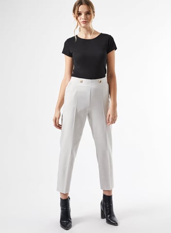 Dorothy Perkins Womens Grey Ankle Grazer Tailored Trousers Pants Bottoms