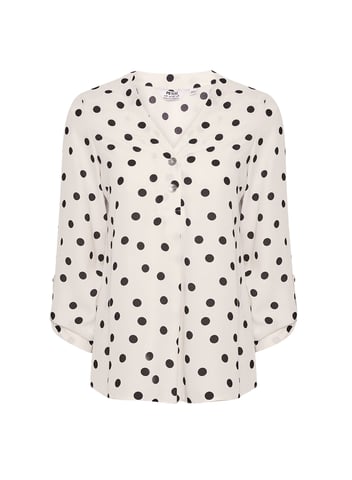 Dorothy Perkins Womens Petite Ivory Spot Print Roll Sleeve Shirt Blouse Top