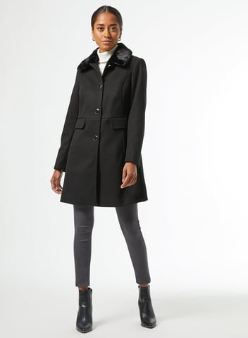 Dorothy Perkins Womens Petite Black Dolly Coat Jacket Outwear Top Warm Winter