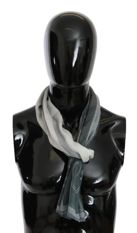 GF Ferre Grauer Wolle-Viskose-Foulard gemusterter Markenschal