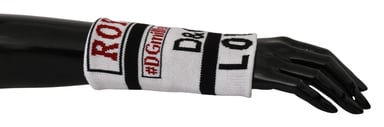 Dolce & Gabbana Black White Arm Warmer DG Love Royal Wool Wrap