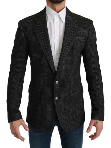 Dolce & Gabbana Grårutig Slim Fit Blazer Jacka