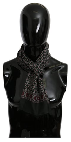 Dolce & Gabbana Green Baroque Wrap Shawl 100% Silk Scarf