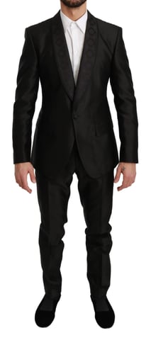 Dolce & Gabbana Black Slim Fit 2-delad MARTINI Silkesdräkt