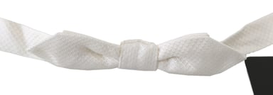 Dolce & Gabbana White 100% Silk Slim Adjustable Neck Papillon Men Tie