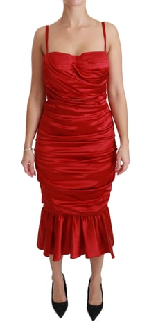 Dolce & Gabbana Röd Silk Stretch Mermaid Bodycon Klänning