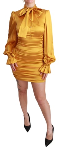 Dolce & Gabbana Gul Silke Stretch Klänning Bodycon Mini